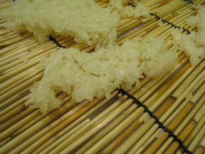 Prepared rice cooling down.