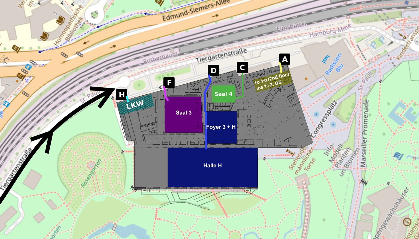 Map of assembly areas and their delivery entrances