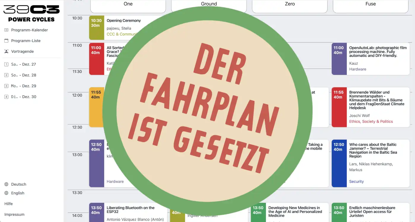 Screenshot des 39C3-Programms