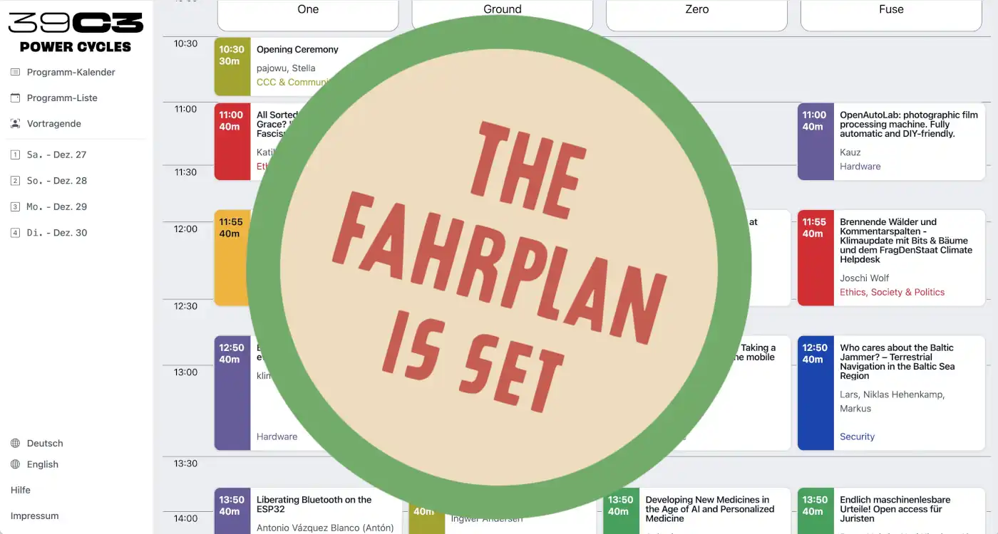 screenshot of the 39C3 schedule